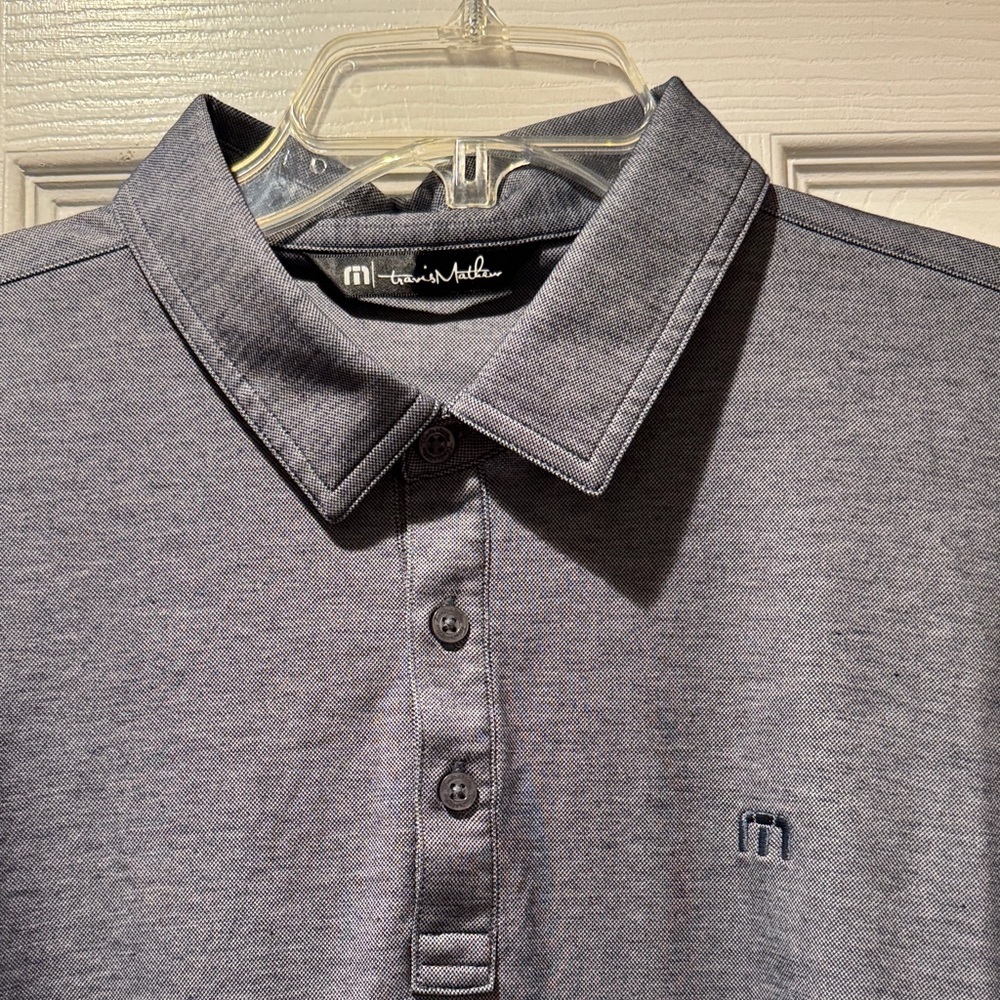 Travis Mathew Heather Gray Polo with Subtle Embroidery